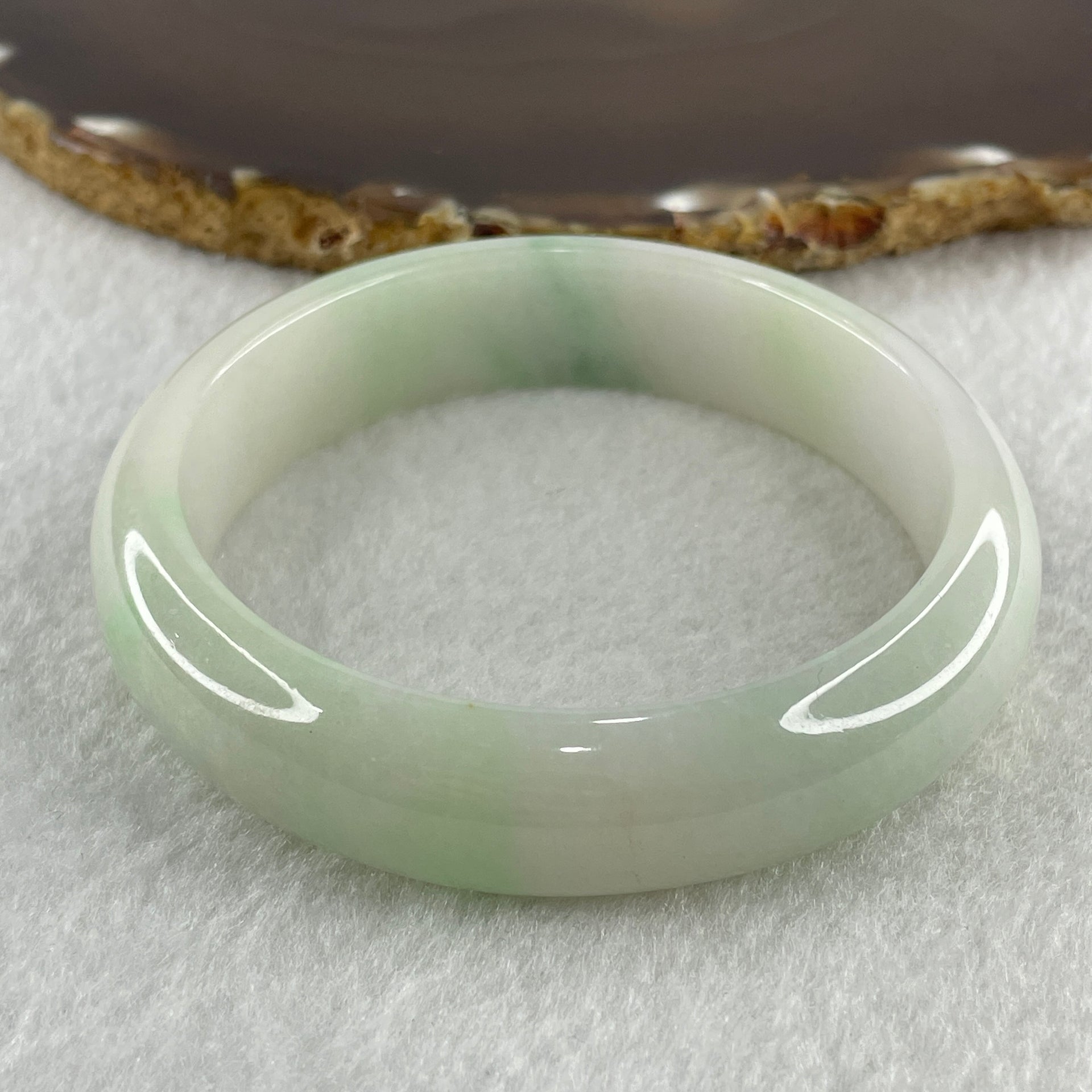 Type A Natural Light Green with Faint Lavender Jadeite Bangle 68.40g Inner Diameter 58.0mm 15.2 by 8.8mm (Slight External Line) - Huangs Jadeite and Jewelry Pte Ltd
