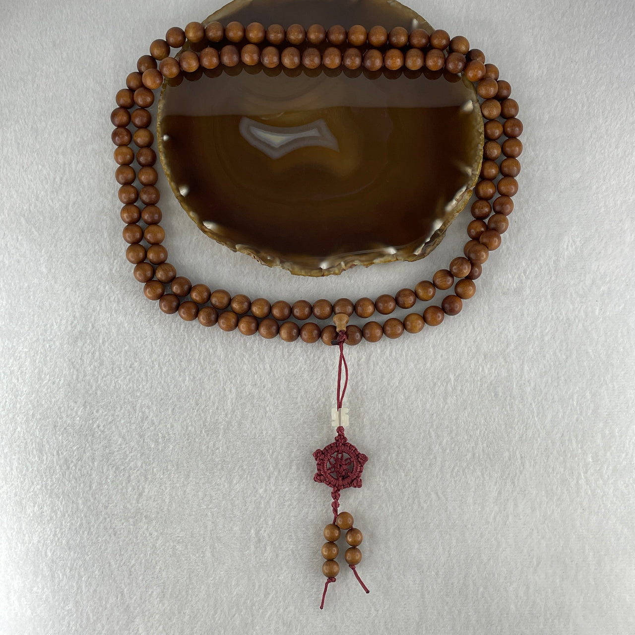 Certified Natural Sandalwood Beads Necklace 61.18g 106cm 10.0mm 108 Beads
