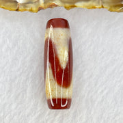 Natural Powerful Tibetan Old Oily Red Yellowish White Agate Tiger Tooth Daluo Dzi Bead Heavenly Master (Tian Zhu) 虎牙天珠 10.13g 38.8 by 12.8mm - Huangs Jadeite and Jewelry Pte Ltd