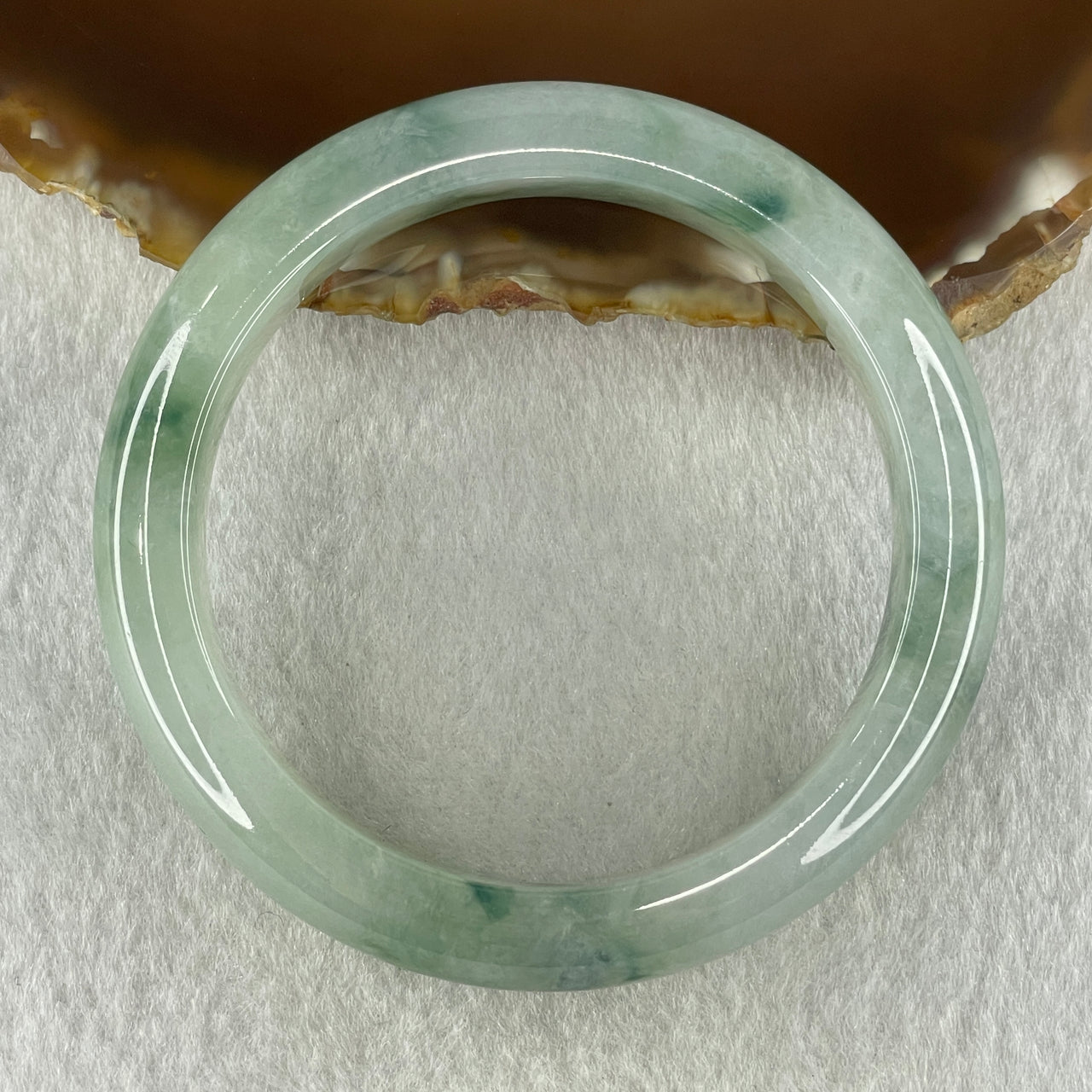 Natural Type A Jelly Light Green Faint Lavender with Blueish Green Piao Hua Flora Jadeite Bangle 54.16g Inner Diameter 54.0mm 12.3 by 9.0mm (Internal Line) - Huangs Jadeite and Jewelry Pte Ltd