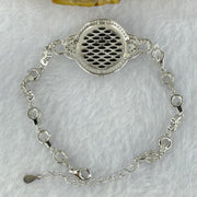 Type A Translucent Black Jadeite Round Wu Shi Pai with Crystals in S925 Sliver Bracelet 9.54g 16.5 by 3.0mm - Huangs Jadeite and Jewelry Pte Ltd