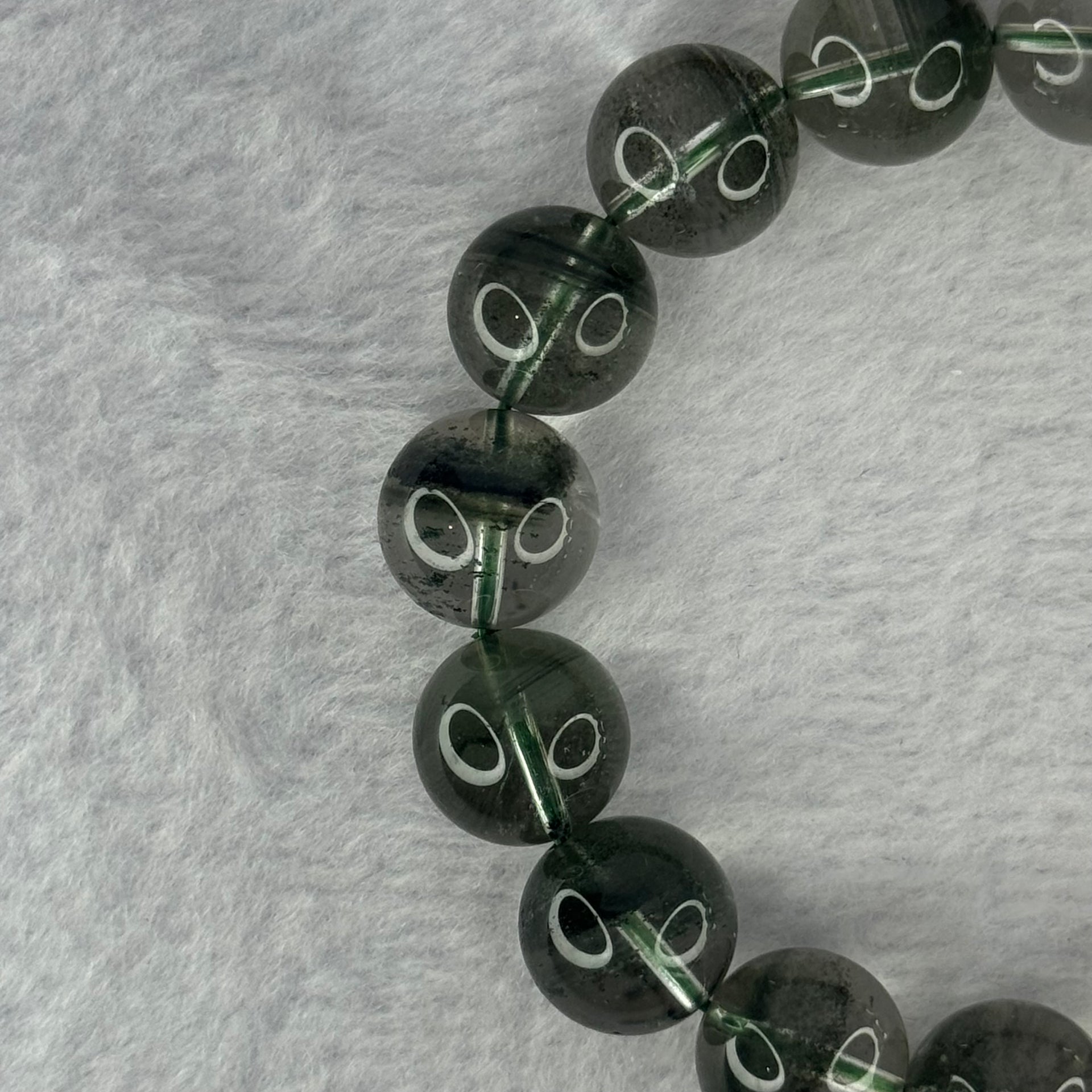 Very Good Grade Natural Green Phantom Quartz Beads Bracelet 52.70g 19cm 13.3mm 16 Beads - Huangs Jadeite and Jewelry Pte Ltd