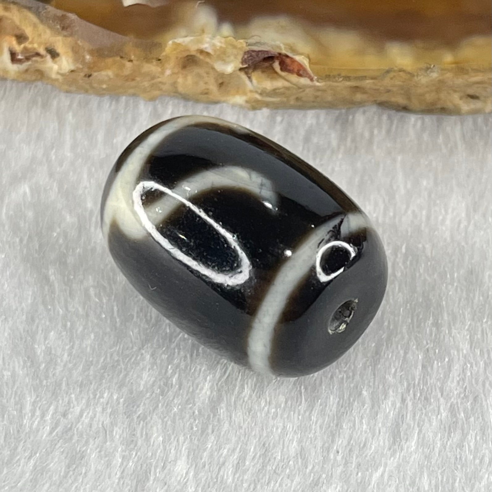 Natural Powerful Tibetan Old Oily Green Tara Dzi Bead Heavenly Master (Tian Zhu) 绿度母天珠 4.86g 17.3 by 13.1mm - Huangs Jadeite and Jewelry Pte Ltd