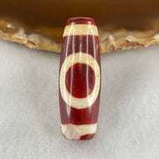 Natural Powerful Tibetan Old Oily Red White Agate One Eye Earth Element Dzi Bead Heavenly Master (Tian Zhu) 一眼土元素天珠 10.60g 37.9 by 13.5mm - Huangs Jadeite and Jewelry Pte Ltd