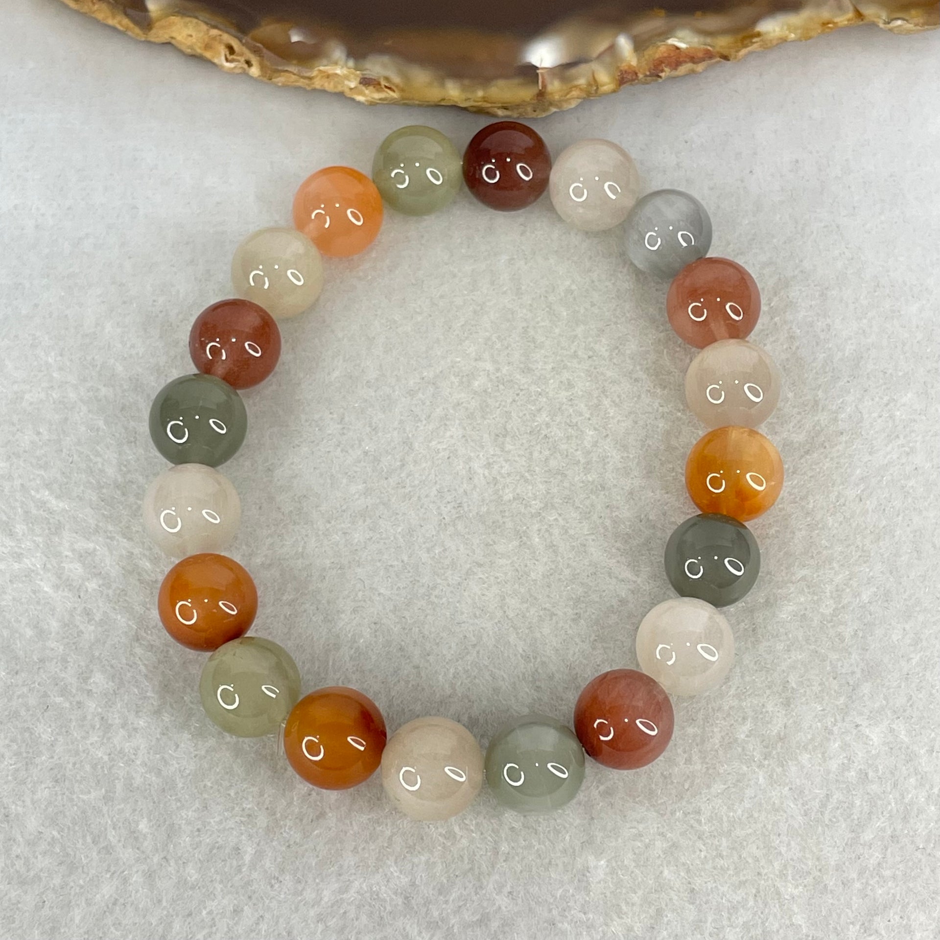 Above Average Grade Natural Muti Colour Rabbit Hair Rutilated Quartz Beads Bracelet 25.24g 16.5mm 9.9mm 20 Beads - Huangs Jadeite and Jewelry Pte Ltd