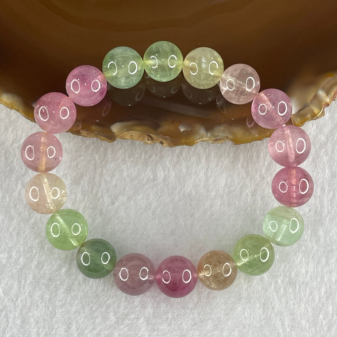 Very Good Natural Tourmaline Crystal Beads Bracelet 26.01g 14cm 9.9mm 18Beads