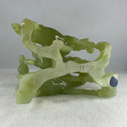 Natural Yellowish Green Serpentine 3 Victory Horse with Wooden Stand Display 1,929.3g 198.0 r we by 166.0 by 200.0mm - Huangs Jadeite and Jewelry Pte Ltd