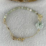 Natural Type A Green Jadeite Peony Flower 15.5x7.1mm Amulet Bracelet | Adjustable 14-18cm Gold-Toned Elegant Layering Chain Luxury Charm (5.54g) - Huangs Jadeite and Jewelry Pte Ltd