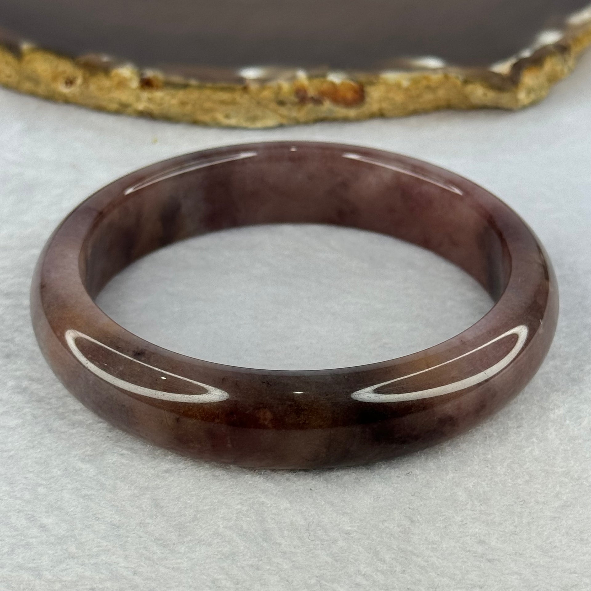 Transparent Dark Purple with Yellow Quartzite Jade Bangle 天山玉手镯 Internal Diameter 62.0mm 55.90g 14.8 by 8.8mm - Huangs Jadeite and Jewelry Pte Ltd