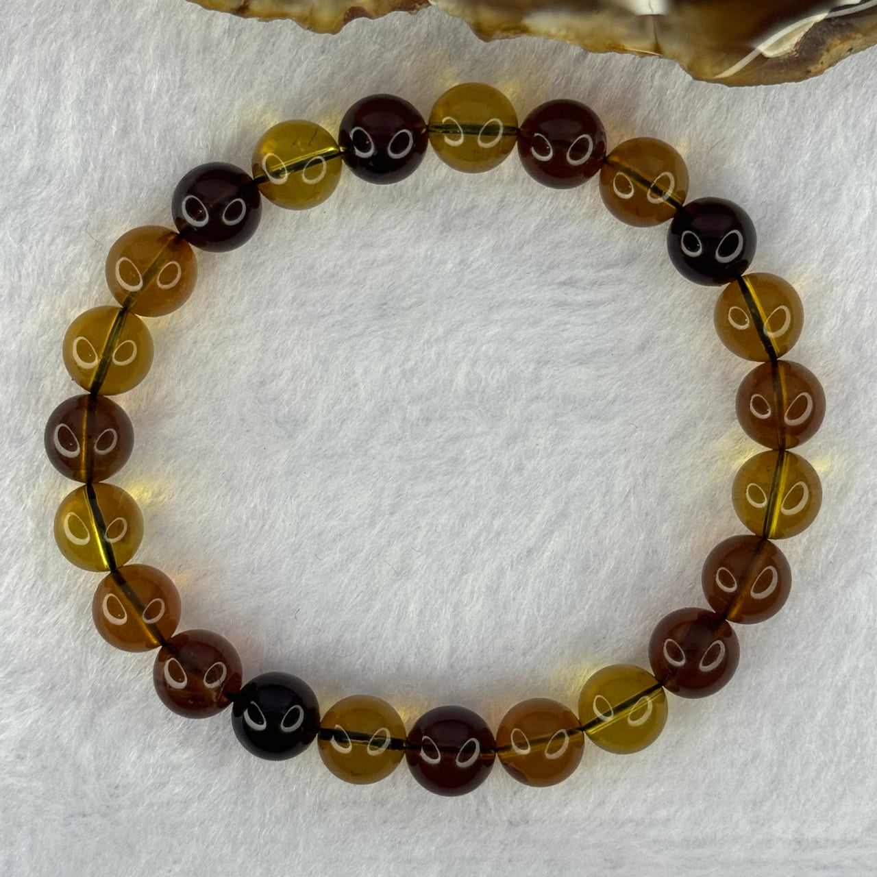 Natural Mixed Color Amber Beads Bracelet 6.49g 15.5cm 8.1mm 23 Beads - Huangs Jadeite and Jewelry Pte Ltd