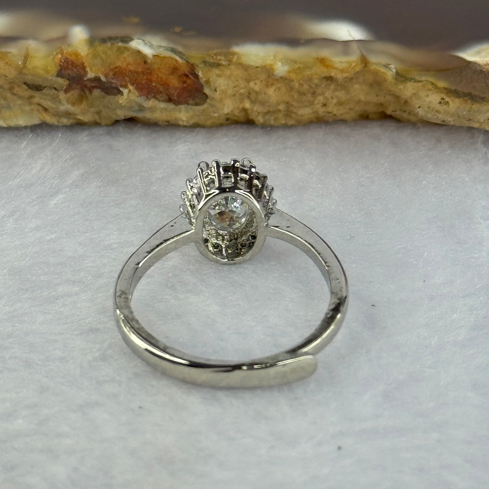 Cubic Zirconia in S925 Sliver Ring (Adjustable Size) 2.22g 6.8 by 5.2 by 3.8mm - Huangs Jadeite and Jewelry Pte Ltd