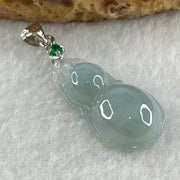 Natural Type A Semi Icy Lavender Jadeite Calabash Hulu Pendant in Stainless Steel Clasp 3.55g 27.2 by 13.8 by 6.4mm - Huangs Jadeite and Jewelry Pte Ltd