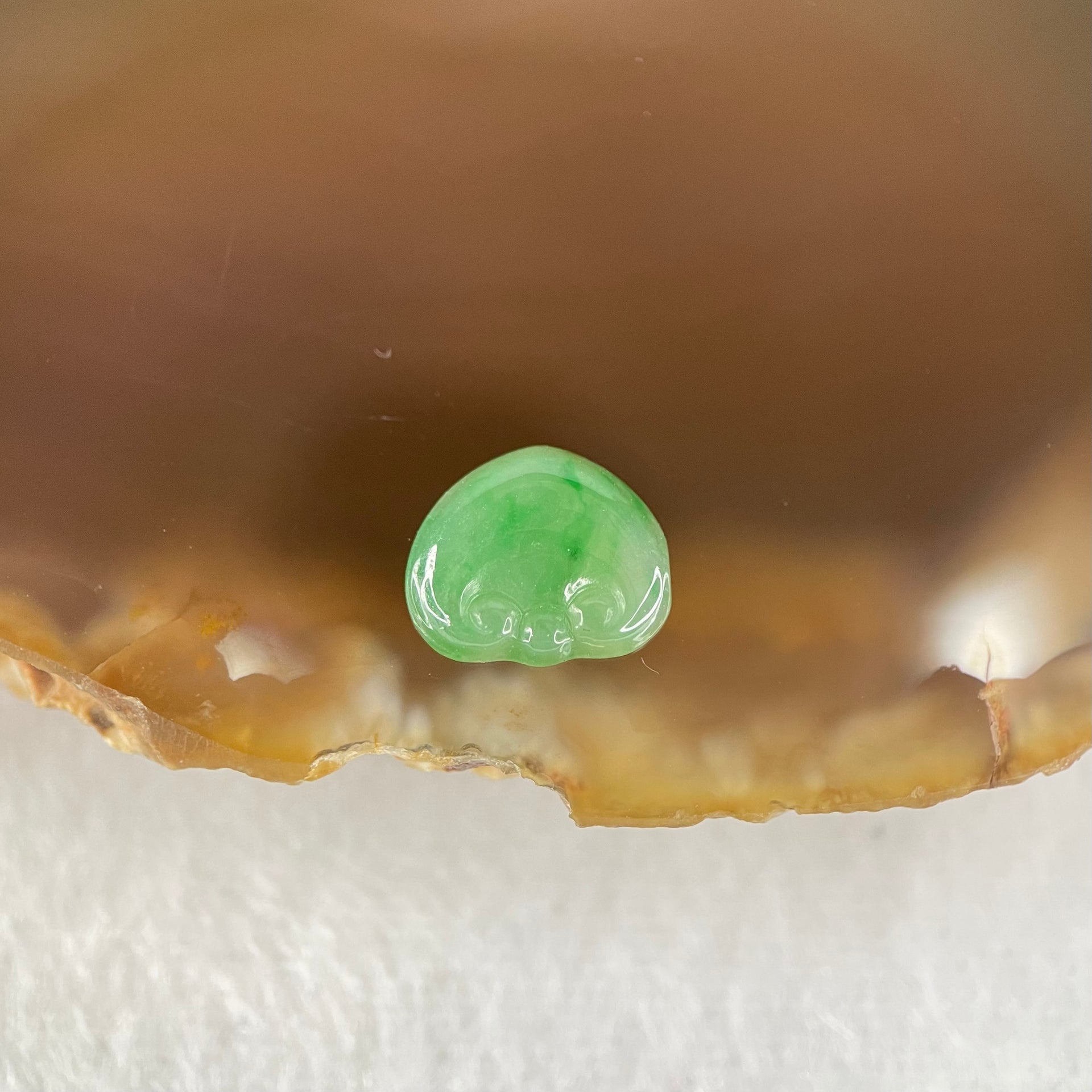Type A Old Mine Full Green Jadeite Ruyi Charm Stone For Setting 0.41g 9.6 by 8.0 by 2.3mm - Huangs Jadeite and Jewelry Pte Ltd