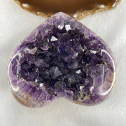 Natural Amethyst Heart Shape with Wooden Stand Display 784.3g 114.4 by 95.0 by 116.5mm - Huangs Jadeite and Jewelry Pte Ltd