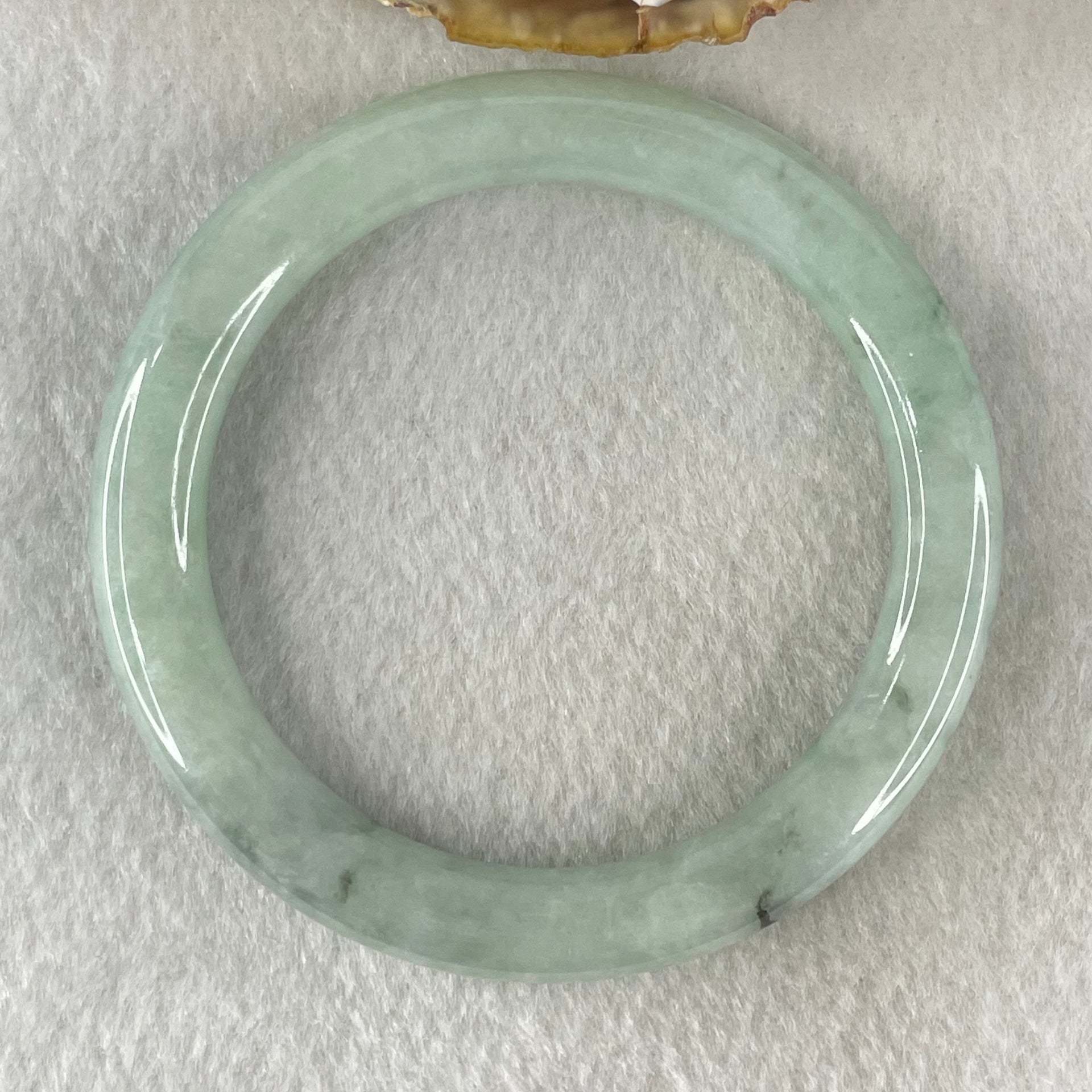Type A Light Green with Blueish Green piao Hua Floral Jadeite Bangle 41.11g Inner Diameter 55.8mm 8.4 by 9.2mm (Very Slight Internal Lines) - Huangs Jadeite and Jewelry Pte Ltd