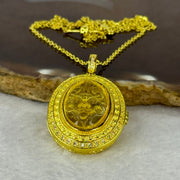 Natural Yellow Amber Dragon Head in Gold Color Locket Necklace 9.53g 19.3 by 14.2 by 4.0mm - Huangs Jadeite and Jewelry Pte Ltd