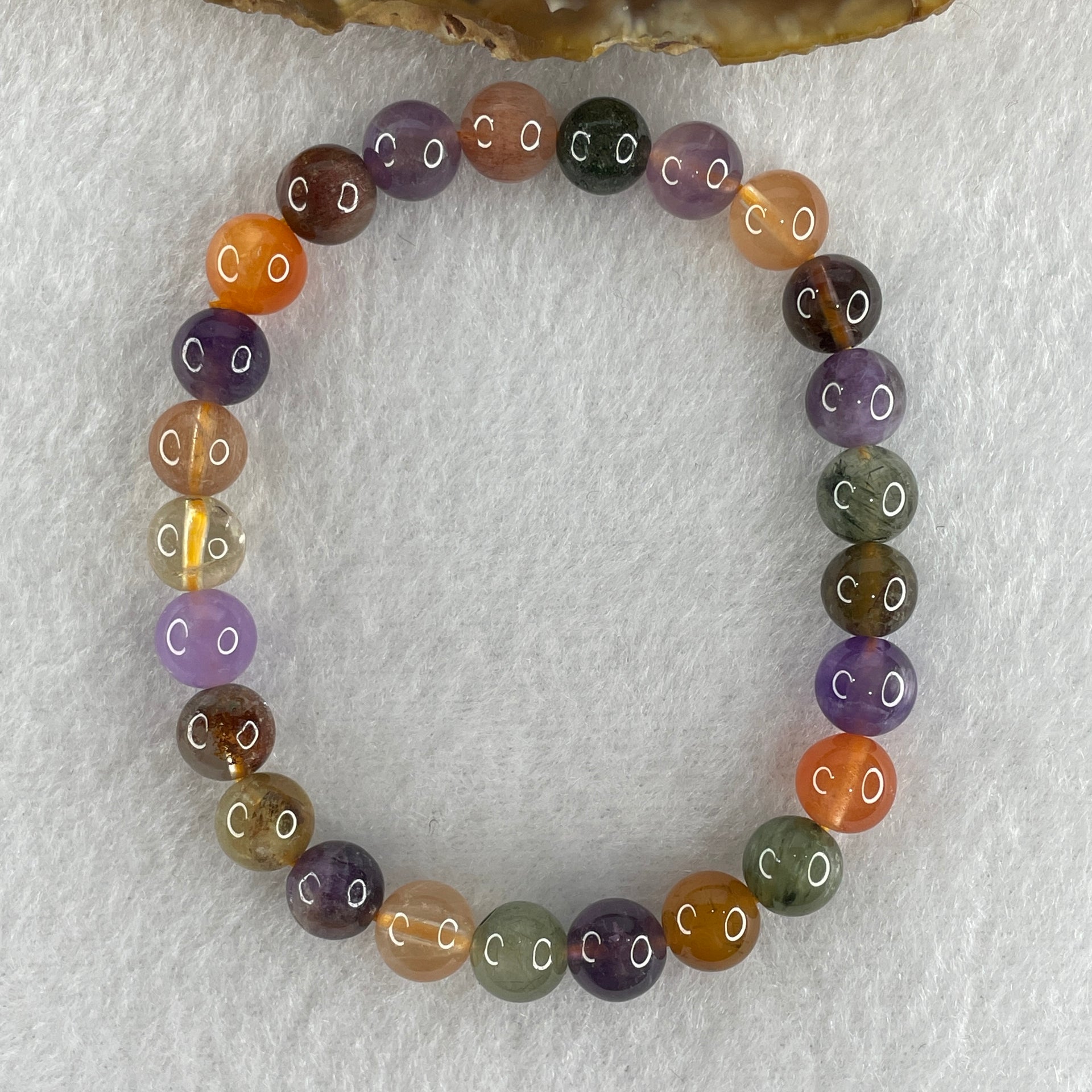 Natural Multi Treasures Mixed Quartz Beads Bracelet 15.99g 16cm 7.8mm 25Beads - Huangs Jadeite and Jewelry Pte Ltd