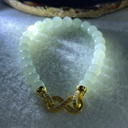 Natural Type A Jelly Light Green Jadeite Beads Bracelet | (24.96g | 20cm | 8.1mm x 24 Beads | Heart Chakra Radiance, "Ping An" Smooth Luck & Feng Shui Prosperity Catalyst) - Huangs Jadeite and Jewelry Pte Ltd