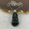 Type A Semi Translucent Very Dark Green to Black Jadeite Buddha in 925 Silver Necklace with Crystals 11.6g by 34.6 by 19.0 by 8.4mm - Huangs Jadeite and Jewelry Pte Ltd