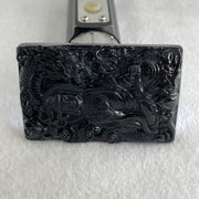 Type A Opaque to Partial Translucent Black Omphacite Jadeite Amitabha Buddha with Dragon Pendant Dog and Boar Pig Zodiac Guardian 37.44g 62.5 by 41.7 by 9.7mm - Huangs Jadeite and Jewelry Pte Ltd