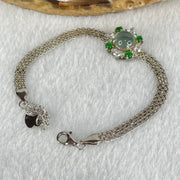 Type A Icy Blueish Green 7.9 by 3.5mm and Green Jadeite Cabochons With Crystals in S925 Sliver Bracelet 4.94g - Huangs Jadeite and Jewelry Pte Ltd