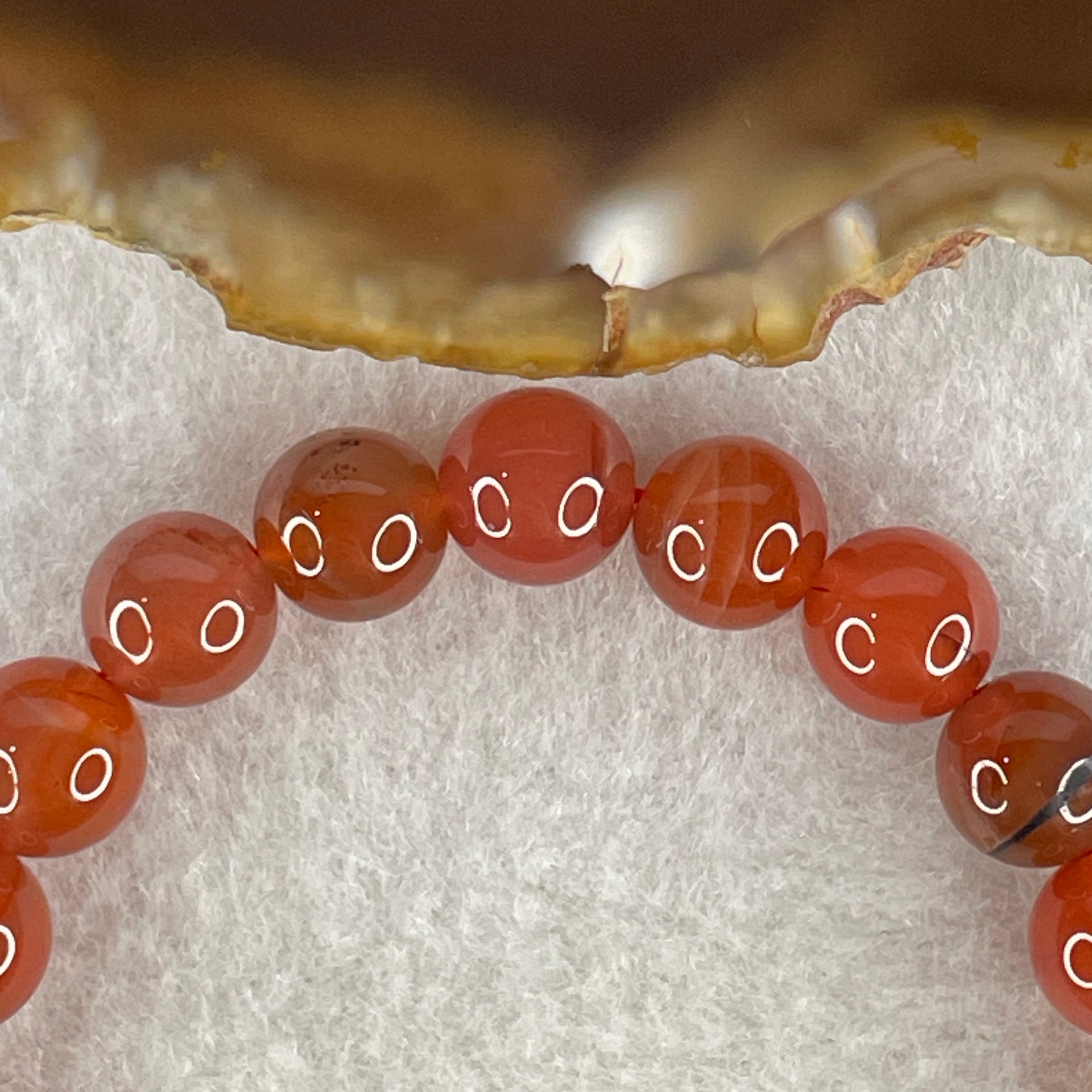 Natural Red Agate Beads Bracelet 16.91g 15cm 8.1mm 23Beads - Huangs Jadeite and Jewelry Pte Ltd