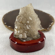 Natural Smoky Quartz Rough Rectangular Shape Display in Wooden Stand 164.95g 76.3 by 55.5 by 86.7mm - Huangs Jadeite and Jewelry Pte Ltd