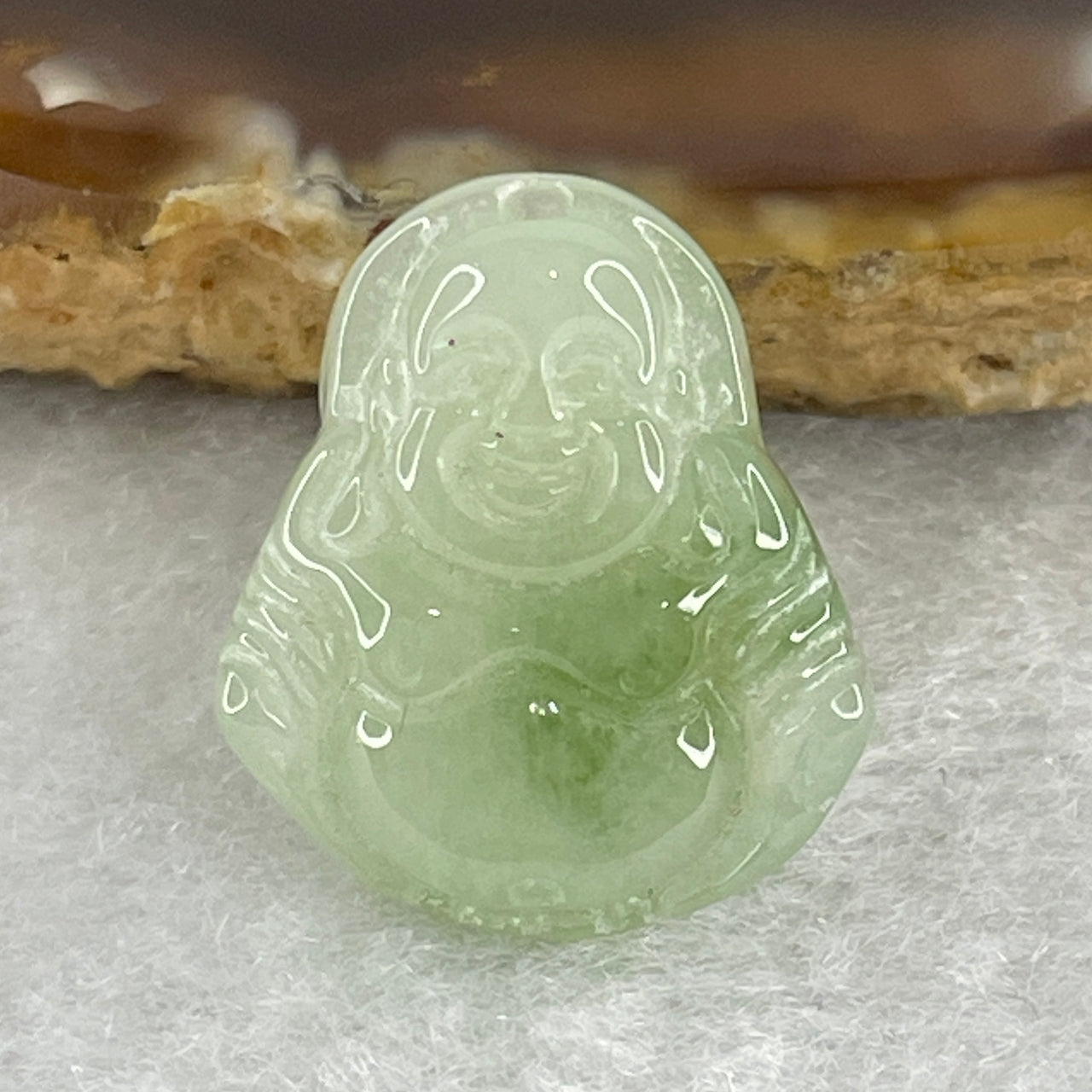 "The Radiant Soul" | Natural Green Type A Jadeite Laughing Buddha – A Talisman for Infinite Wealth and Joy 2.55g 17.6 by 15.1 by 5.5mm