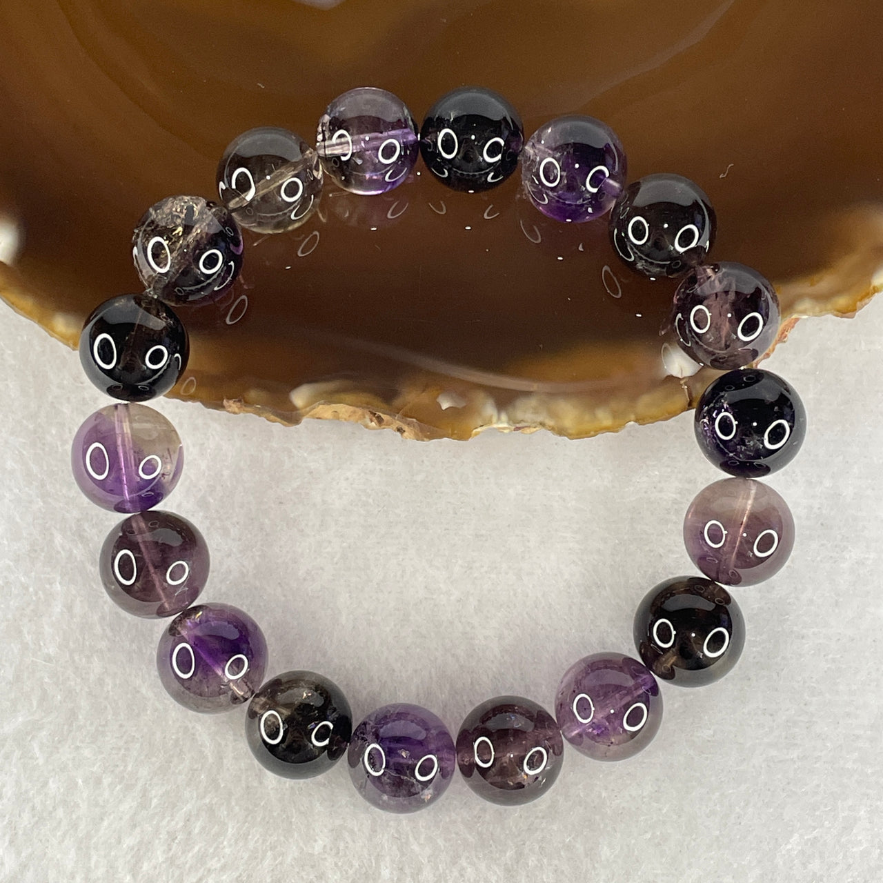 Certified Above Average Natural Fully Transparent Black Super 7 Crystal Bead Bracelet | 12.0mm Black Super 7 (40.89g | 17cm Wrist Sizing | 18 Beads)