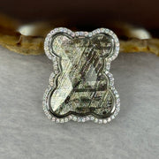Natural Meteorite Bear Charm in S925 Silver with Crystals For Necklace / Bracelet (Sliver Color) 7.54g 26.2 by 21.4 by 8.5mm - Huangs Jadeite and Jewelry Pte Ltd