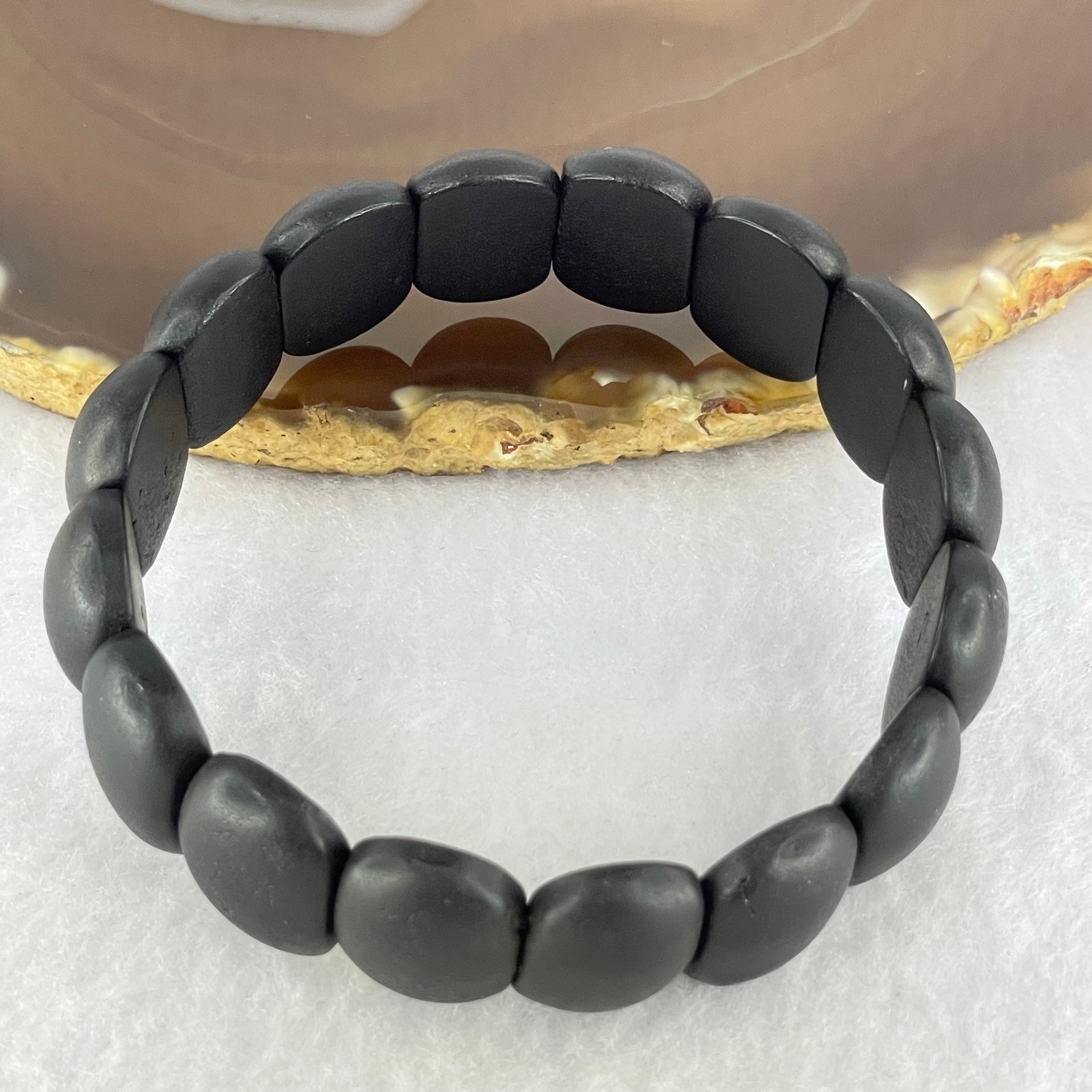 Natural Dark Matt Black Red Amber Beads Bracelet 天然大黑天翁琥珀手链 18.63g 18cm 20.2 by 13.1 by 6.8mm 16pcs - Huangs Jadeite and Jewelry Pte Ltd