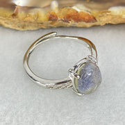 Rare Good Grade Natural Blue Dumortierite Rutilated Quartz in S925 Sliver Ring (Adjustable Size) 1.46g 8.3 by 6.9 by 3.5mm - Huangs Jadeite and Jewelry Pte Ltd