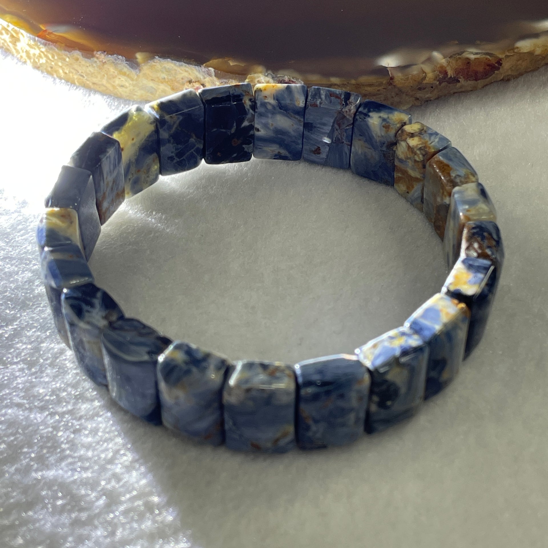 Good Grade Natural Pietersite Shou Pai Bracelet 29.12g 17cm 13.2mm 22 Pcs - Huangs Jadeite and Jewelry Pte Ltd