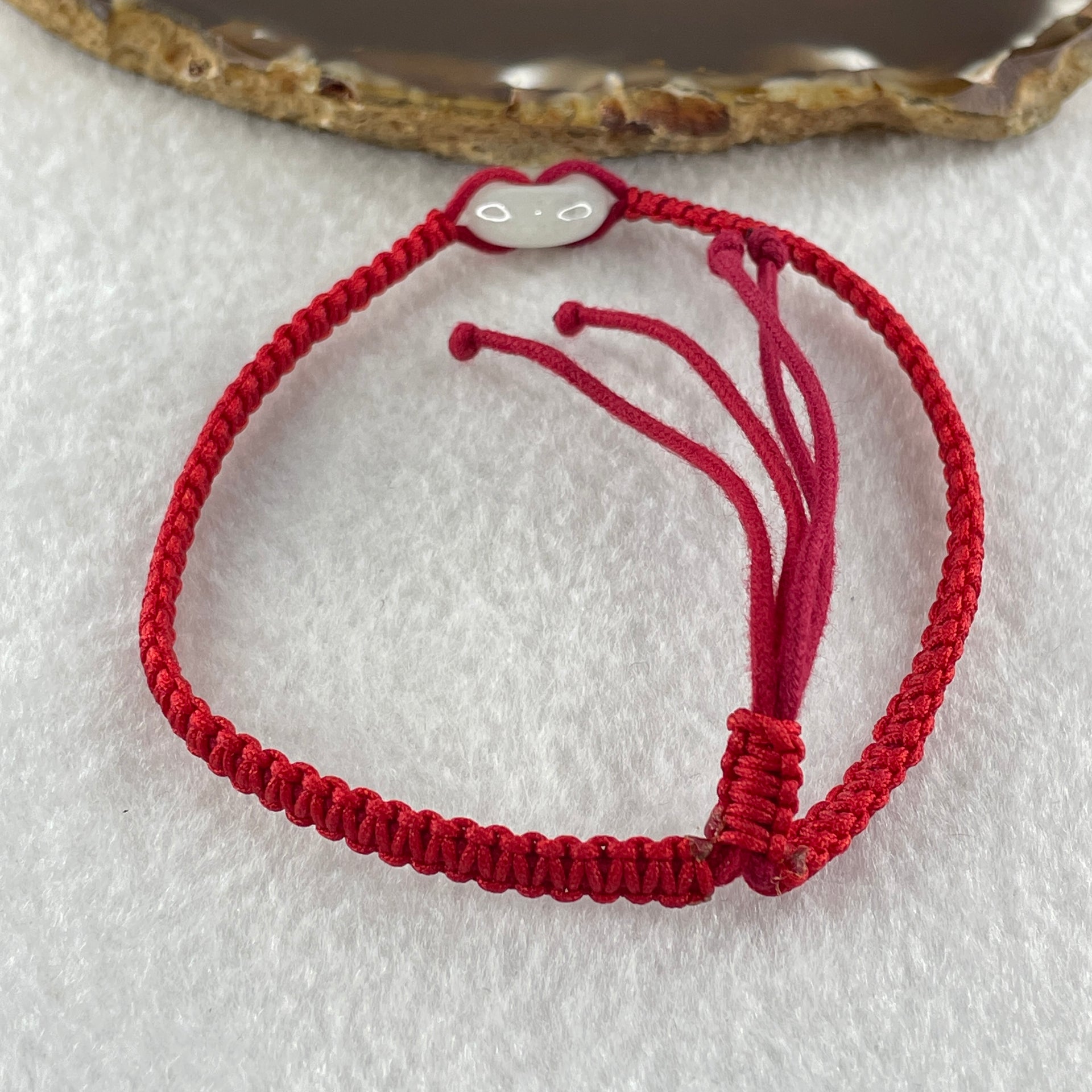 Type A Natural White Jadeite Ping An Kou Donut In String Bracelet4.18g 14.4 by 5.8mm - Huangs Jadeite and Jewelry Pte Ltd