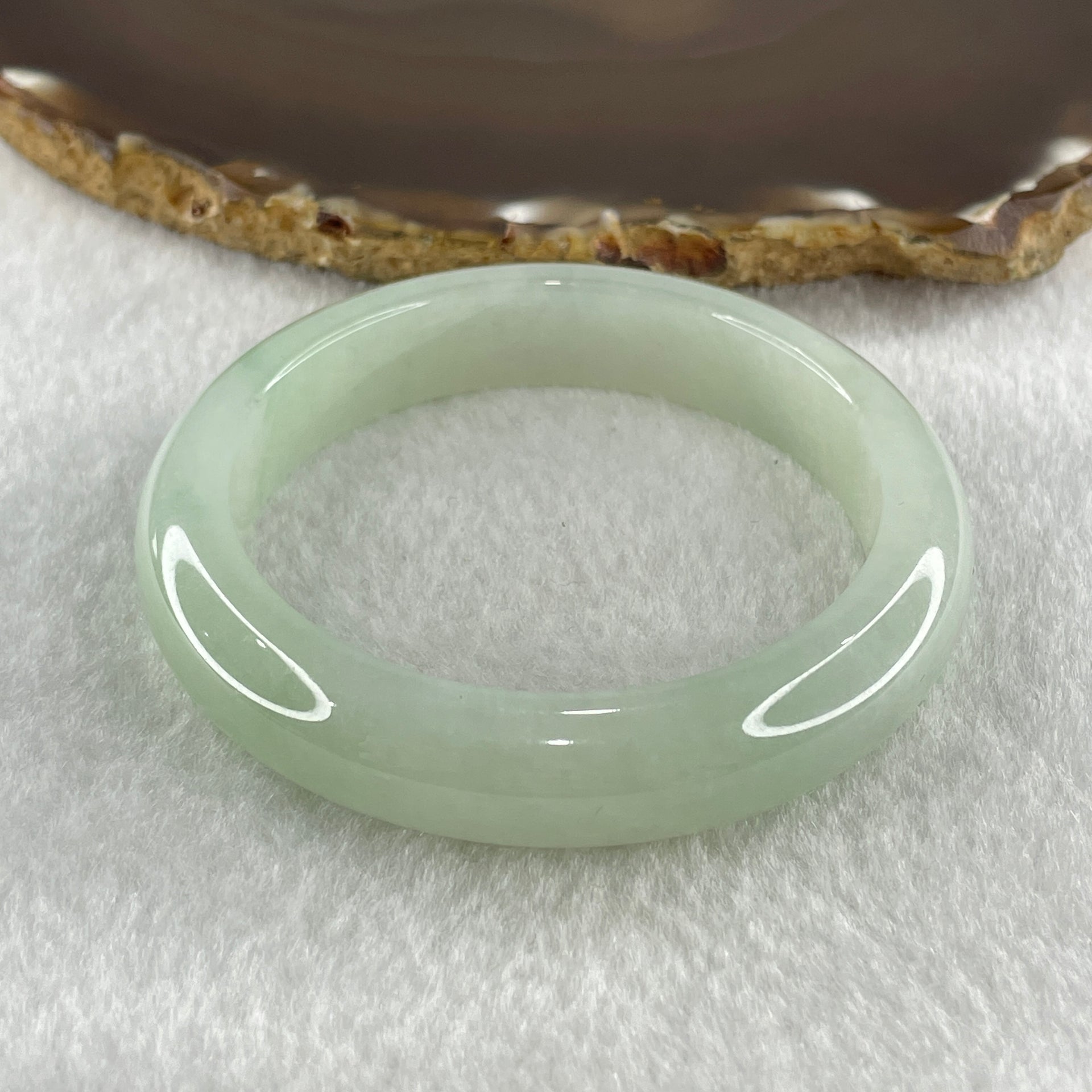 Natural Type A Jelly Full Light Green Jadeite Bangle 50.76g Inner Diameter 54.5mm 11.9 by 8.4mm (Slight Internal Line) - Huangs Jadeite and Jewelry Pte Ltd