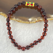 Natural Blood Red Amber Beads Bracelet 4.86g 16cm 6.3mm 29 Beads - Huangs Jadeite and Jewelry Pte Ltd