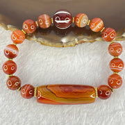 Natural Carnelian Agate Beads Bracelet 40.57g 19cm 36.6 by 10.6mm, 10.6mm 1 Pcs, 6.4mm 14 Beads - Huangs Jadeite and Jewelry Pte Ltd