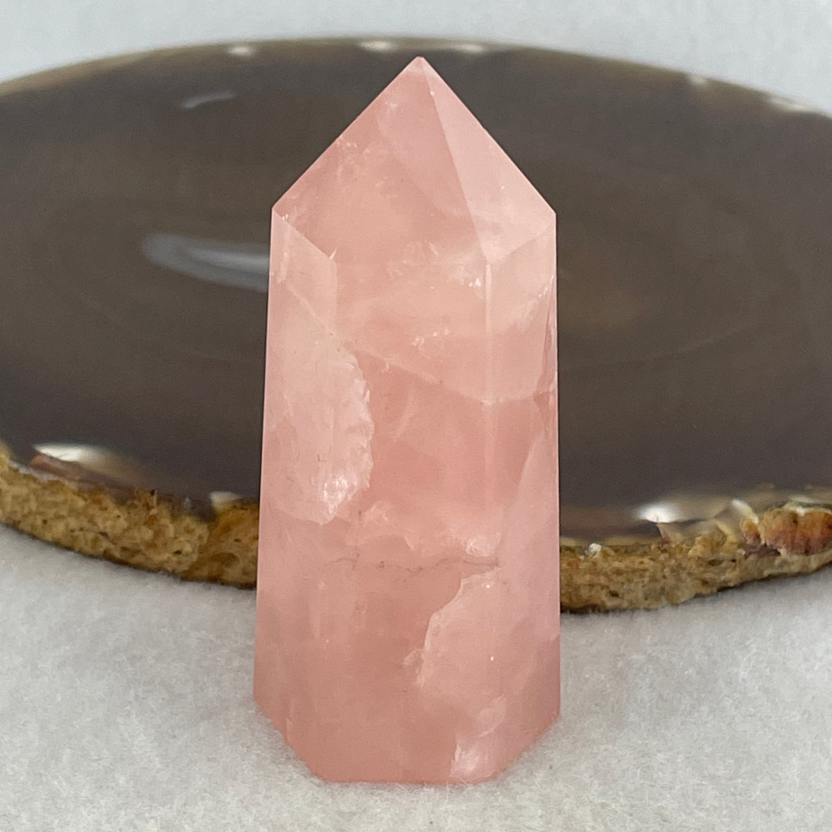 Natural Rose Quartz Tower Display | (66.50g | 62.2 x 29.1 x 25.2mm | Catalyst, "Stone of Unconditional Love & Soft Magnetism" Harmony Generator, Feng Shui Relationship & Emotional Serenity Anchor)