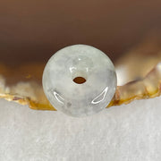 Type A Semi Icy Light Green With Wuji Grey Spots Jadeite Ping An Kou Donut Pendant 2.37g 13.6 by 6.1mm - Huangs Jadeite and Jewelry Pte Ltd