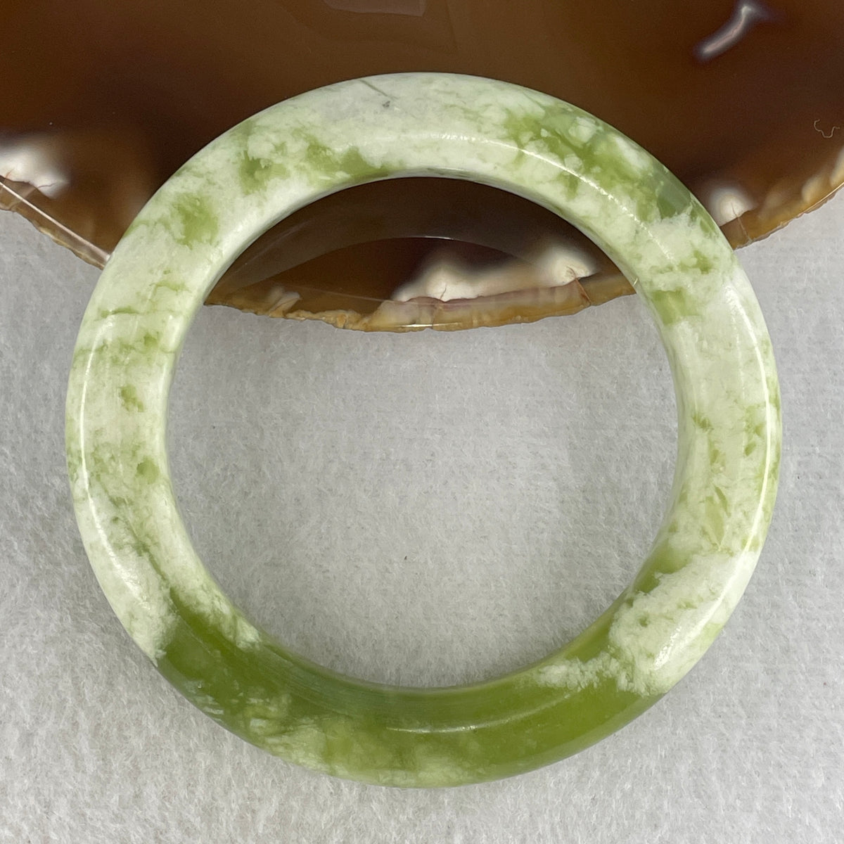 Natural White & Green Serpentine Jade Bangle | Earth Energy & Vitality (62.94g | 55.5mm | 12.2x10.8mm | Internal Line Structure | Heart & Root Chakra Harmony, Renewal, Longevity & Peaceful Balance)