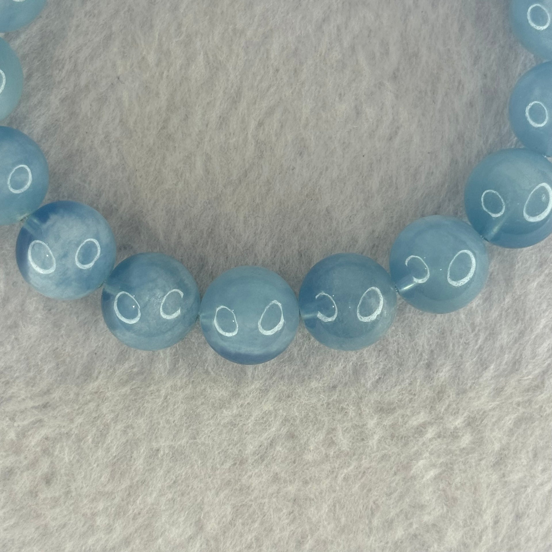 Natural Aquamarine Beads Bracelet 43.09g 18cm 12.3mm 17 Beads - Huangs Jadeite and Jewelry Pte Ltd