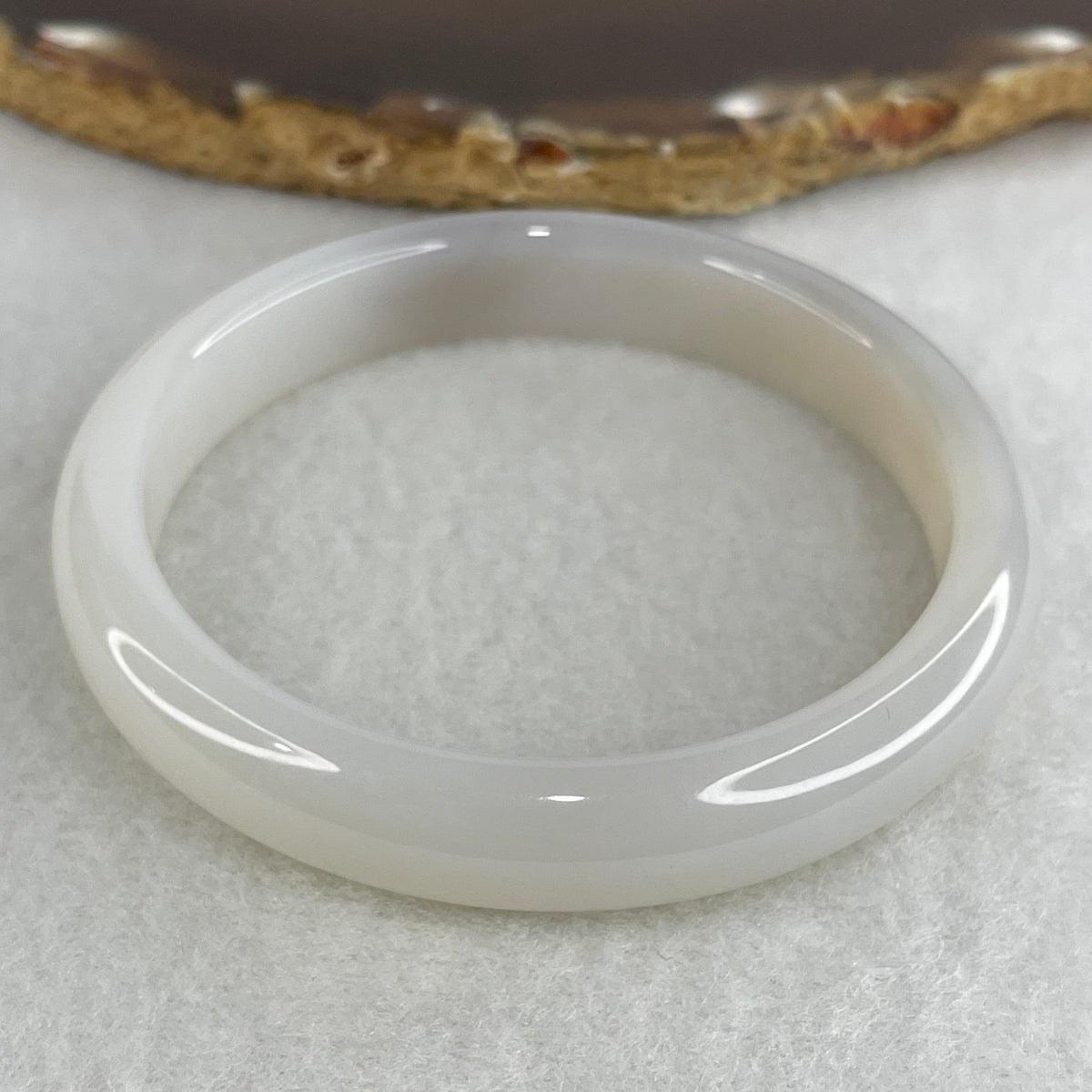 Natural Greyish White Agate Chalcedony Bangle | 56.5mm Flawless Icy Tranquility Amulet (30.16g | 10.5x6.6mm | Perfect)