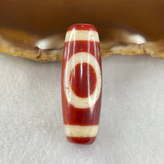 Natural Powerful Tibetan Old Oily Red White Agate One Eye Fire Sign Dzi Bead Heavenly Master (Tian Zhu) 一眼火天珠 10.21g 37.8 by 13.2mm - Huangs Jadeite and Jewelry Pte Ltd