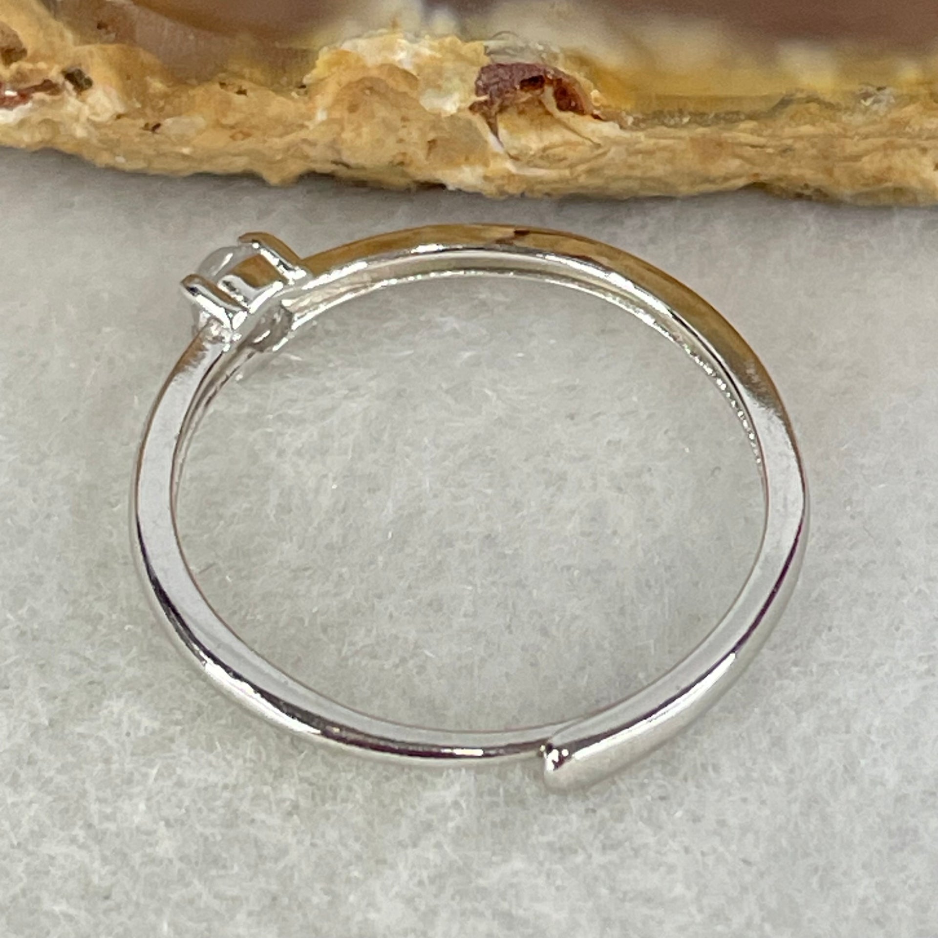 Type A Semi Icy Lavender Cabochon Jadeite in S925 Sliver Ring (Adjustable Size) 0.87g 3.3 by 1.5mm - Huangs Jadeite and Jewelry Pte Ltd