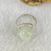 Type A Faint Lavender Green Jadeite Milo Buddha in S925 Ring (Adjustable Size) 6.28g 16.6 by 16.6 by 9.2mm - Huangs Jadeite and Jewelry Pte Ltd