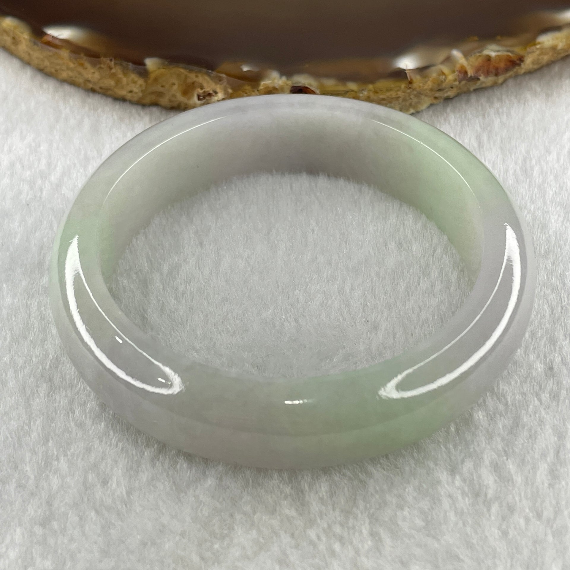 Natural Type A Jelly Light Lavender Light Green Jadeite Bangle 57.44g Inner Diameter 52.8mm 13.9 by 8.4mm (Slight External Line) - Huangs Jadeite and Jewelry Pte Ltd