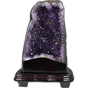 Natural Brazil Amethyst with White Calcite Cave 6.30kg with Wooden Stand 235.0 x 203.0 x 330.0mm - Huangs Jadeite and Jewelry Pte Ltd