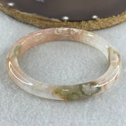 Natural Pink Flower Agate Oval Bangle Set | (68.69g | 55.6mm ID | 9.0 x 6.9mm | Blooming Self-Love & Emotional Renewal Anchor, Feng Shui Harmony & Sovereign Guifei Stacking Bangle Set) - Huangs Jadeite and Jewelry Pte Ltd
