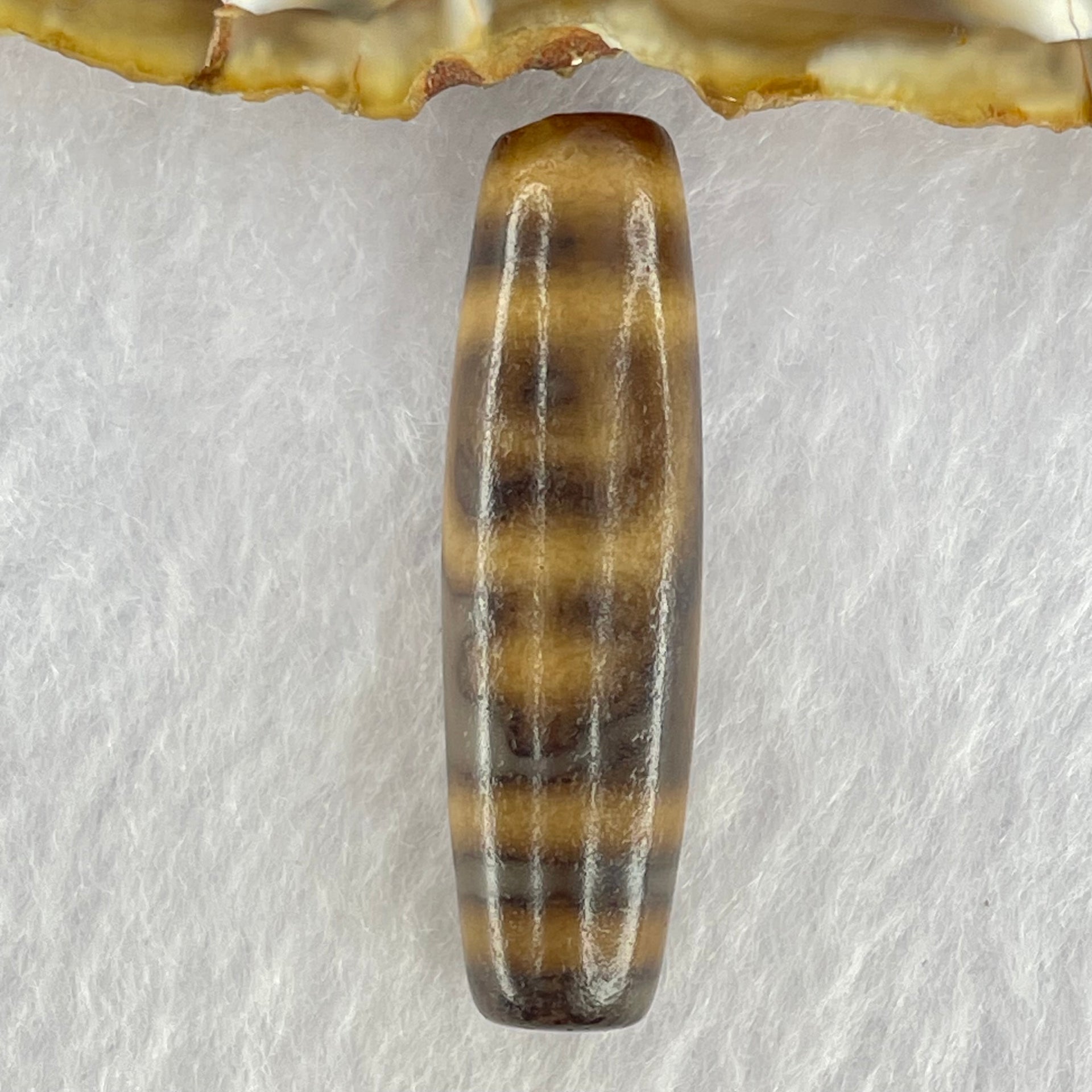 Natural Powerful Tibetan Old Oily Agate Double Nectar Vessel Dzi Bead Heavenly Master (Tian Zhu) 花蜜容器眼天珠 7.17g 38.3 by 11.0mm - Huangs Jadeite and Jewelry Pte Ltd