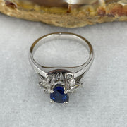 Natural Sapphire Approx 5.4 by 4.4 by 4.0mm with Natural Diamonds in Platinum PT900 Ring Total Weight 5.76g US5.75 HK12.5 - Huangs Jadeite and Jewelry Pte Ltd